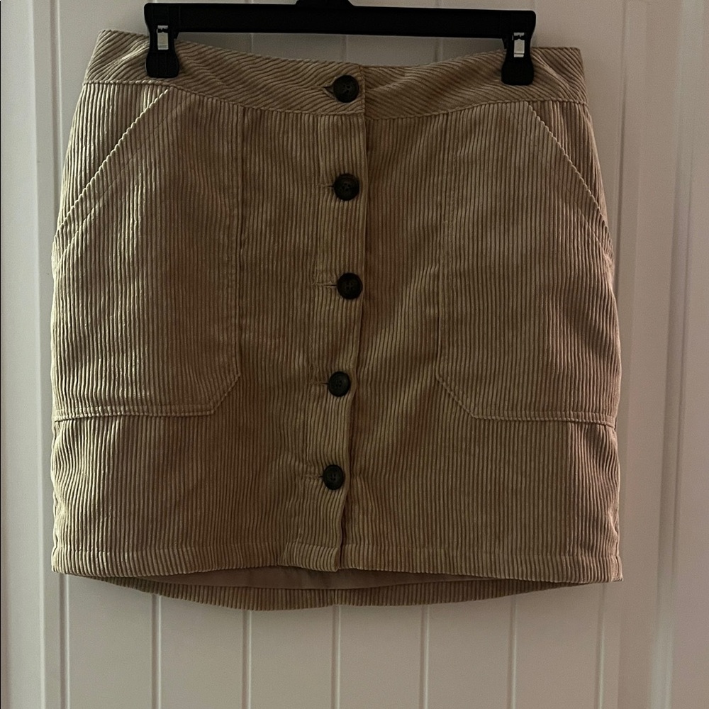 Ci Sono Tan Corduroy Mini Skirt with Button Front